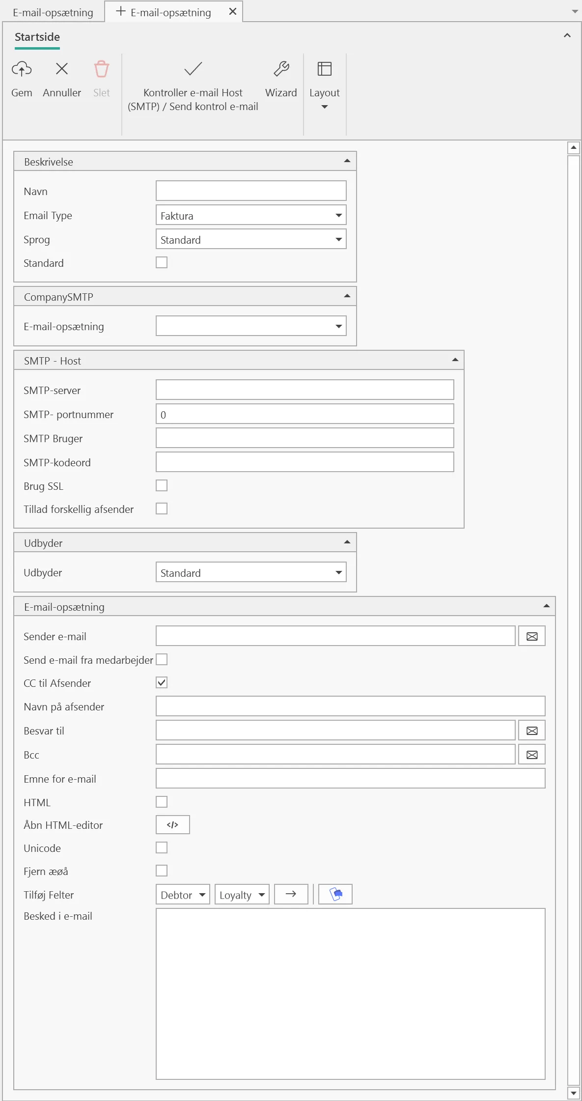 Customer and Vendor E-mail setup - Uniconta