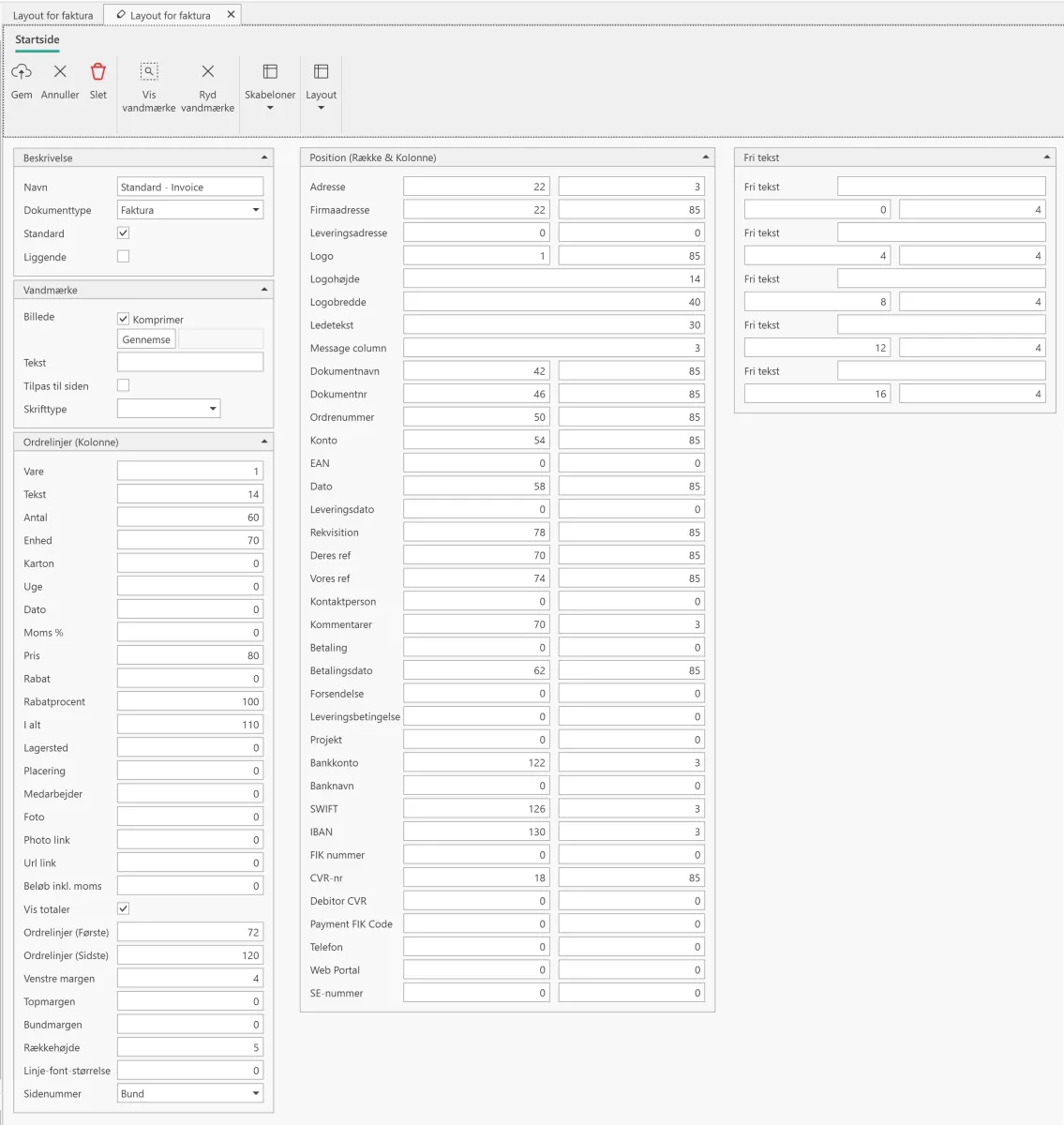 Invoice layout - Uniconta
