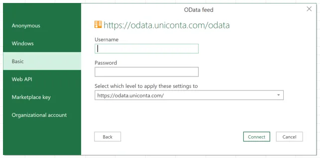 OData - Query - ODBC - Uniconta